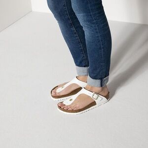 New Birkis Birkenstock Gizeh Birko Flor - White Patent size 9